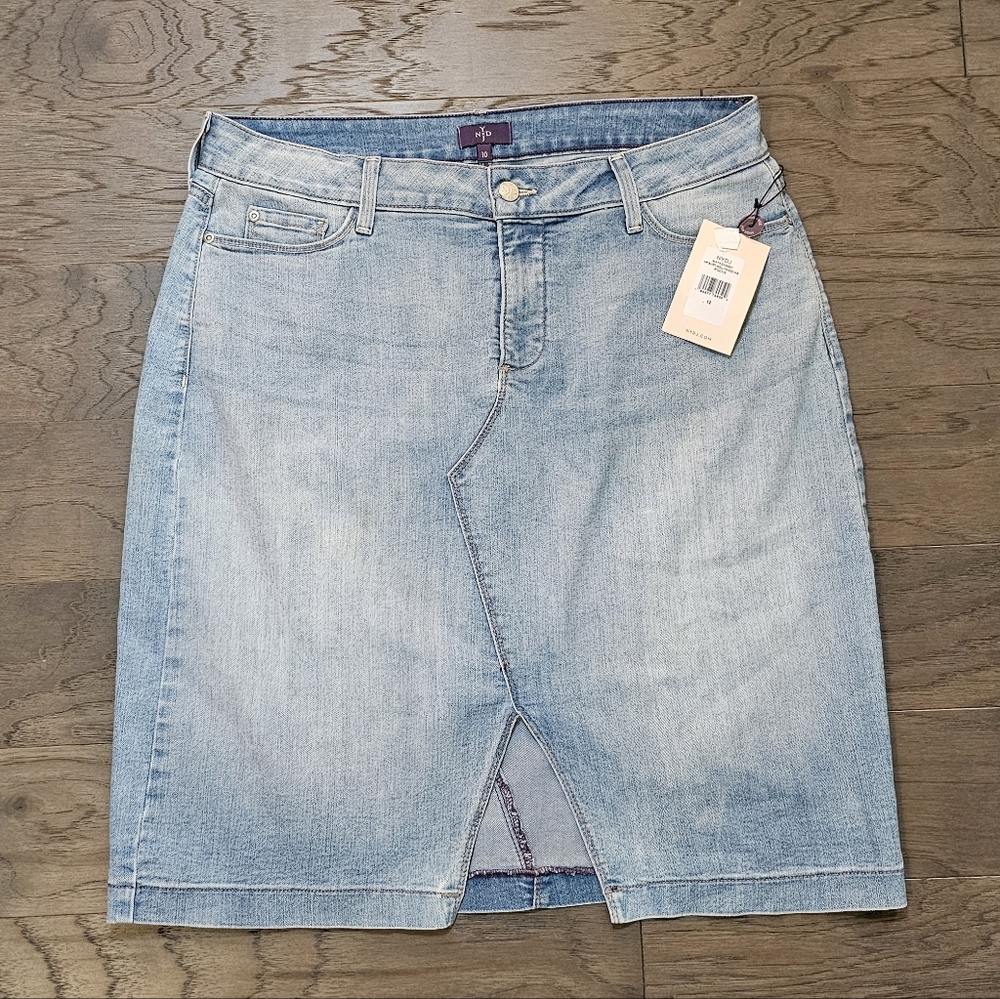 NYDJ High Rise Denim Light Blue Skirt Size 12